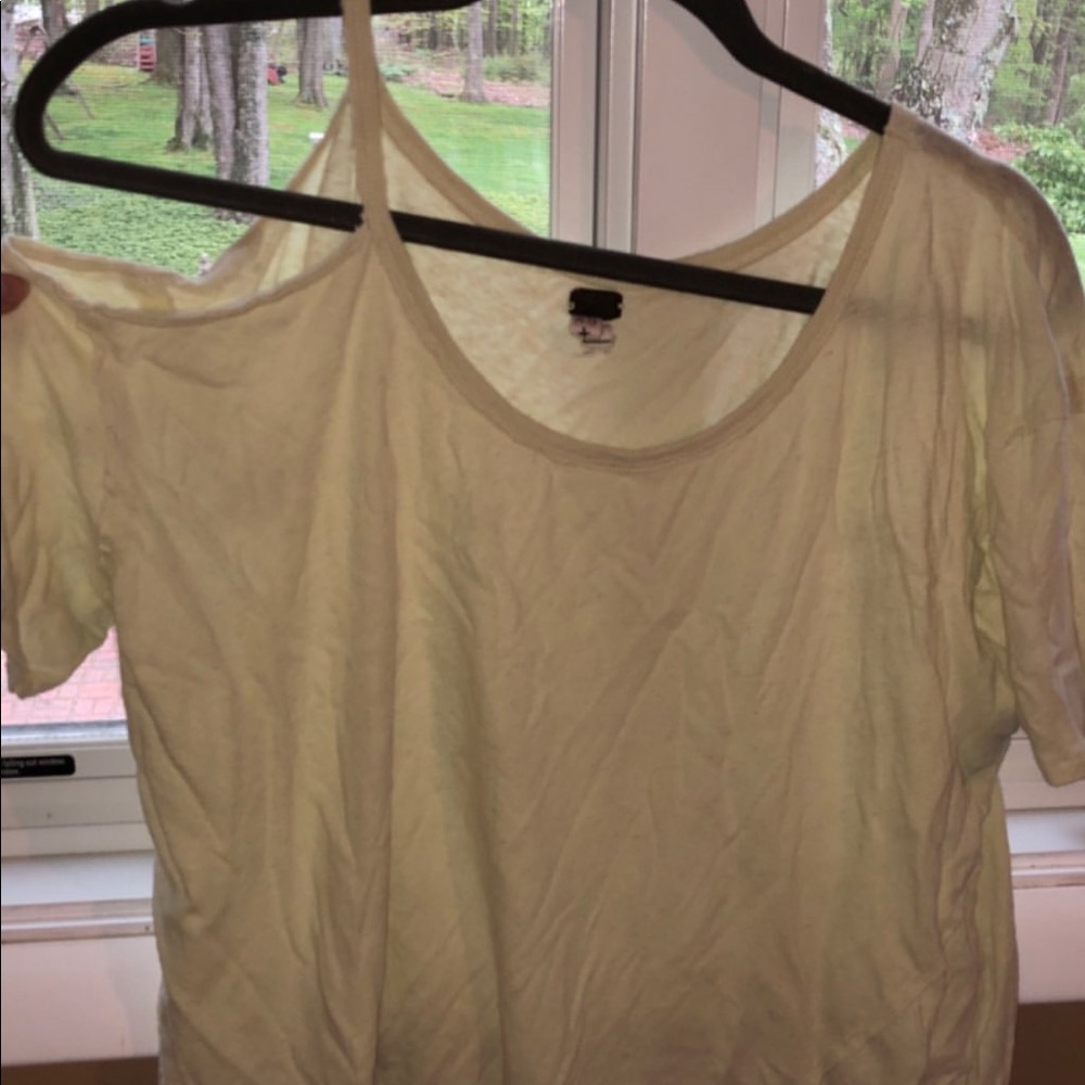 Yellow cold shoulder T-shirt